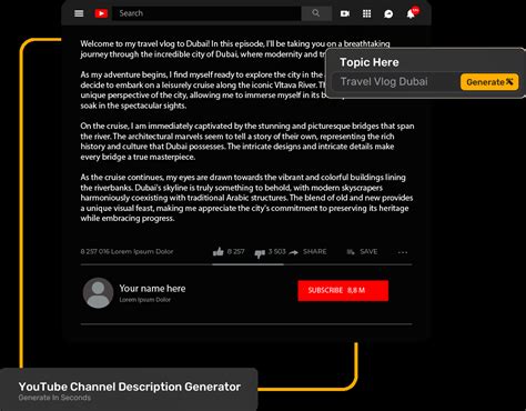 youtube channel description generator.